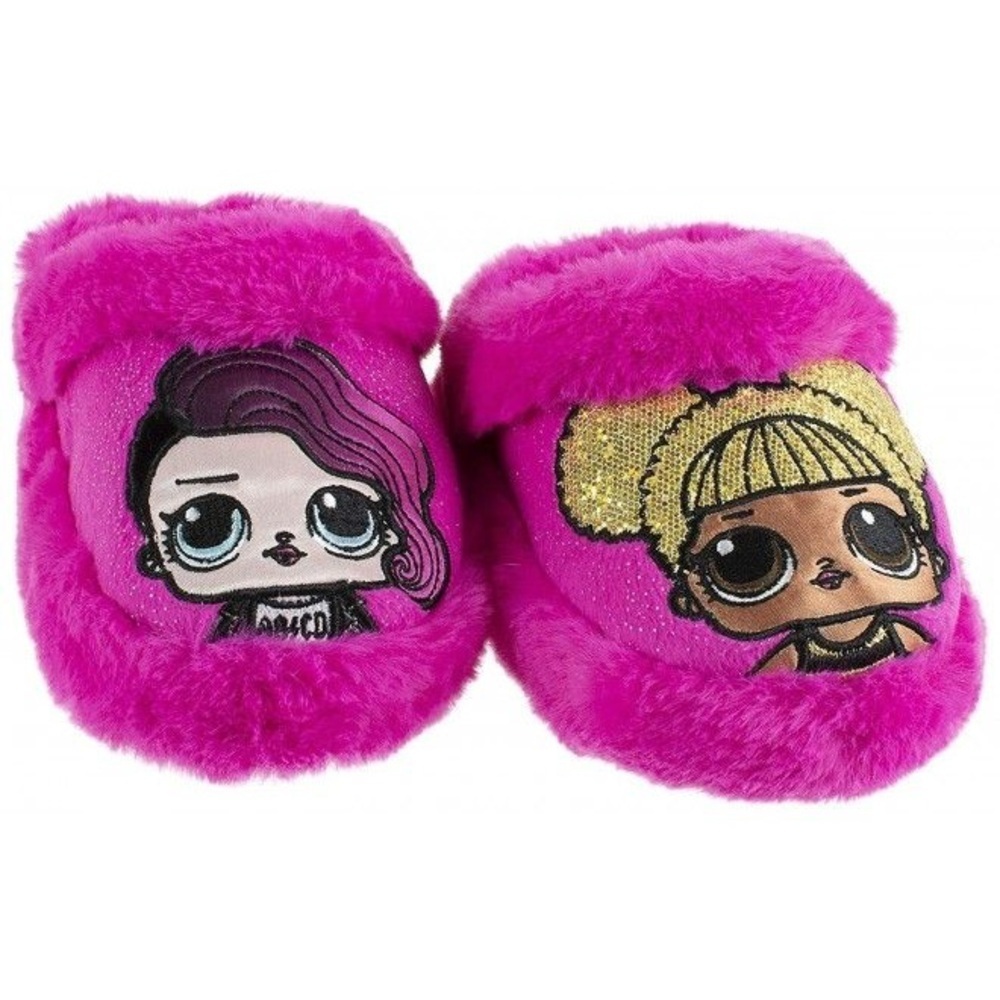 L.O.L. Surprise! Pink Fuzzy Kids Slippers with Character Design